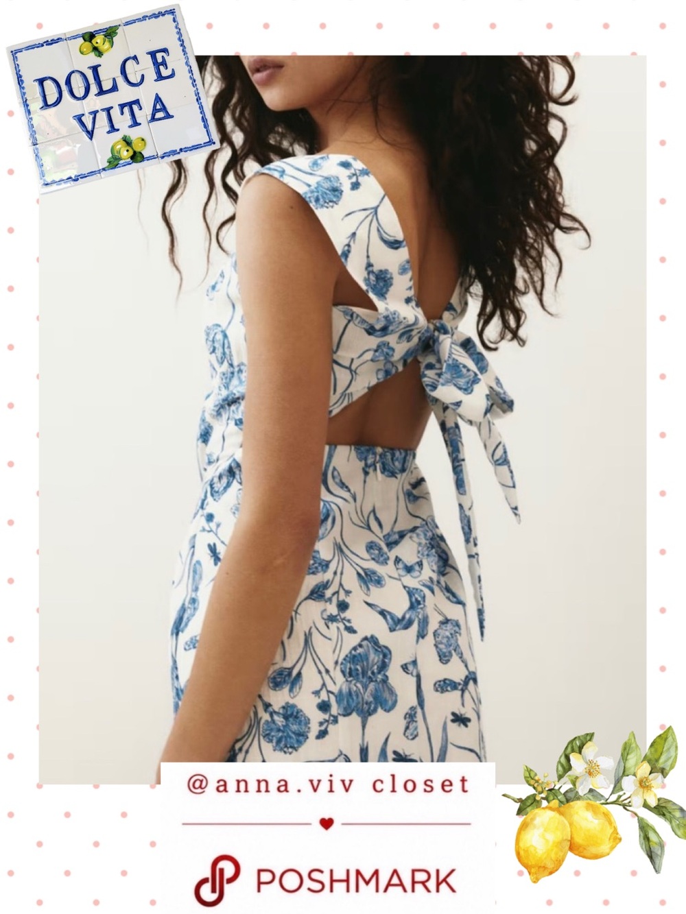 Floral Blue and White Dress with 🎀 tie on the back